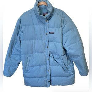 Patagonia Cotton Down Parka Women's SZ LG Blue Bird
